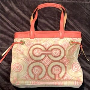 Coach coral /pink fabric purse